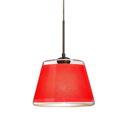 Besa Lighting Pica 9 Cord Pendant, Red Sand, Bronze Finish, 1x75W Incandescent 1JT-PIC9RD-BR
